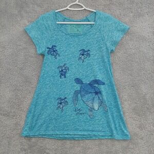 Hawaiian Drift T-Shirt Women's XS Blue Sea Turtle Aloha Hawaii Hand Dyed Tee
